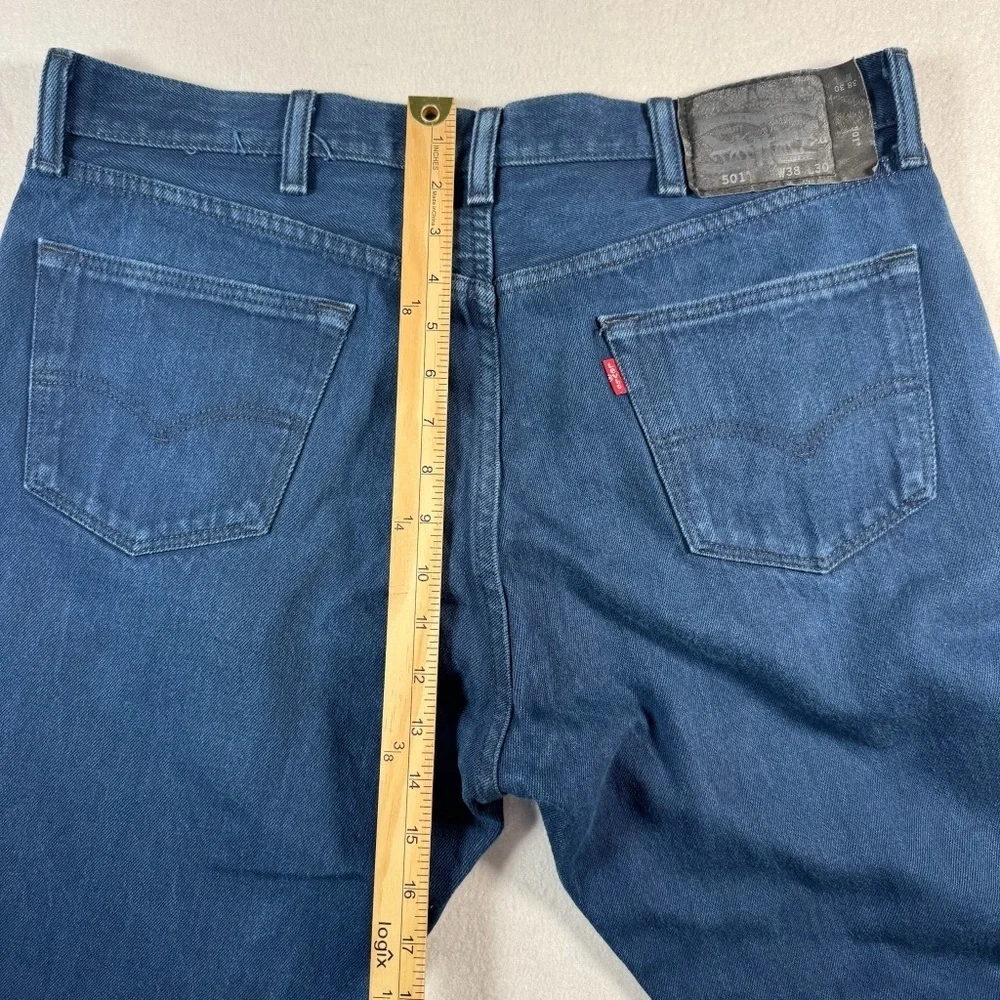 Levis Jeans Mens 38x30 Blue 501 Straight Leg Button Fly Mid Rise